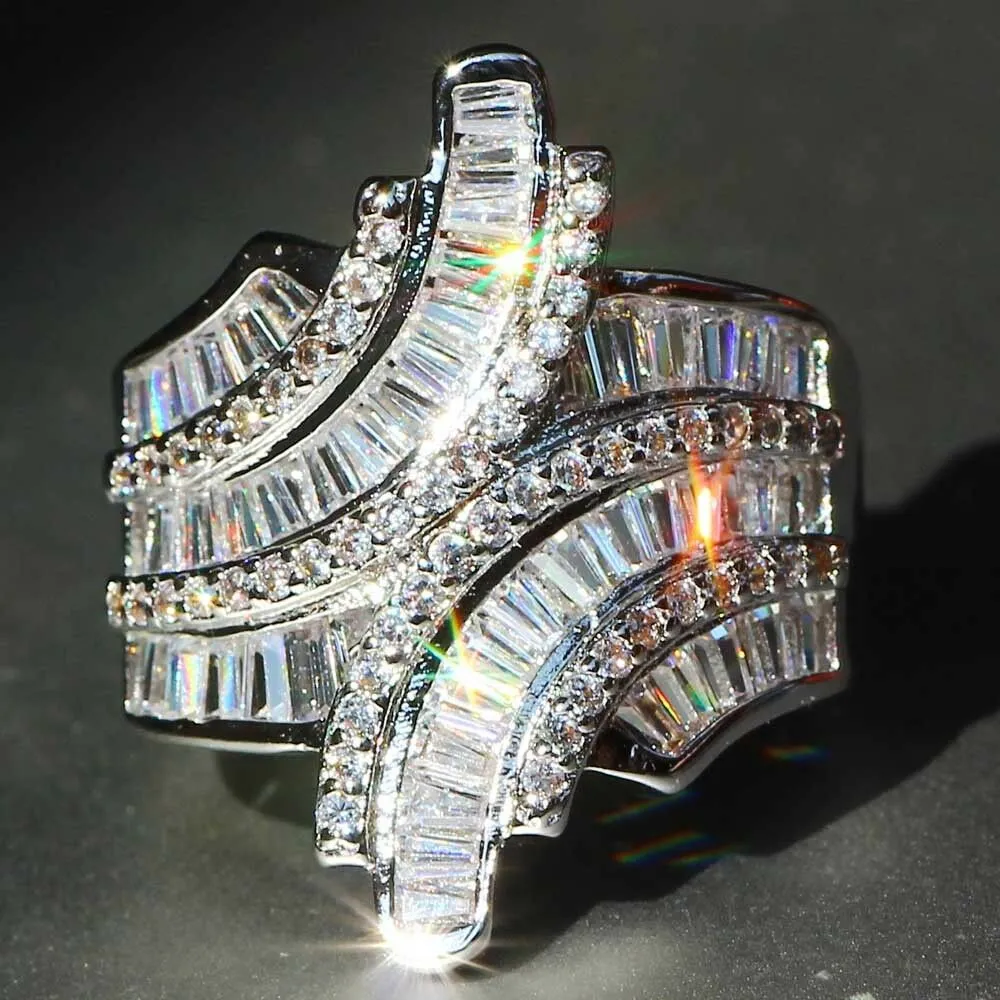 Multi-Row Baguette Created White Sapphire Luxury Statement Ring