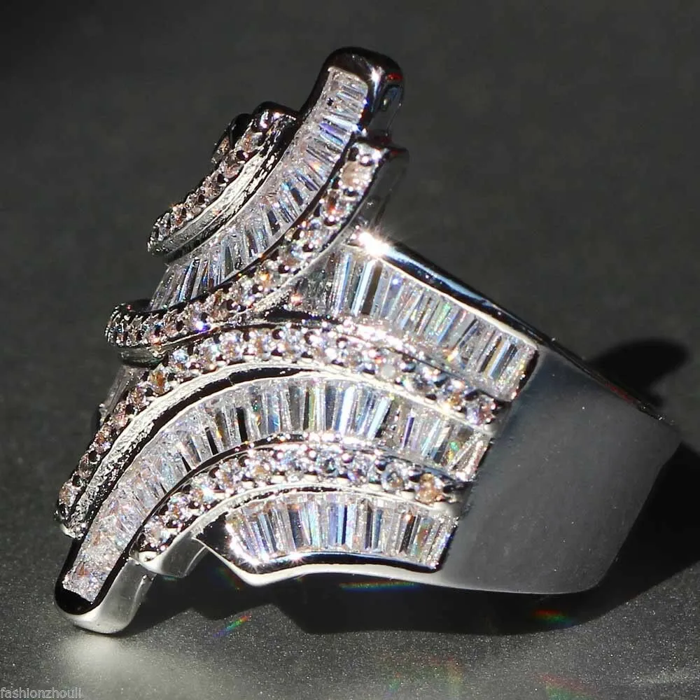 Multi-Row Baguette Created White Sapphire Luxury Statement Ring