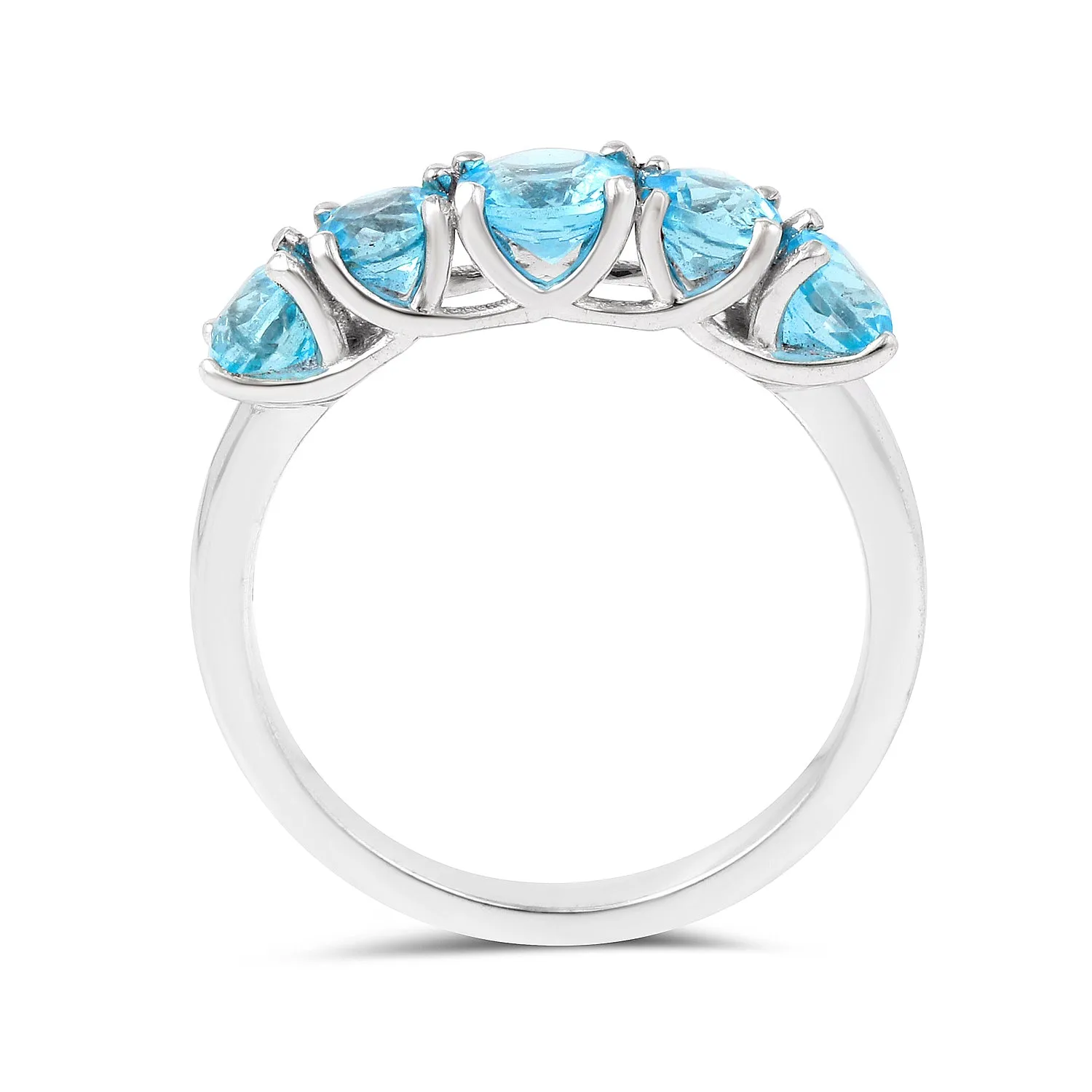 Natural Blue Paraiba Apatite Five Stone Ring