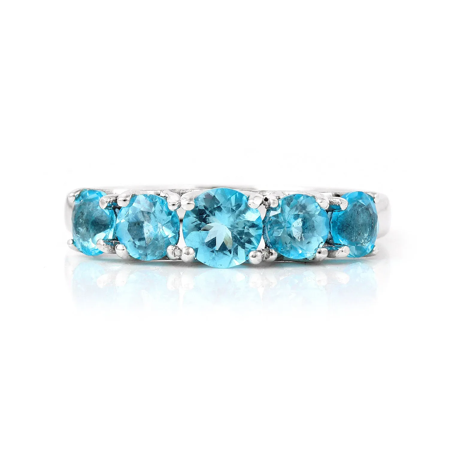 Natural Blue Paraiba Apatite Five Stone Ring