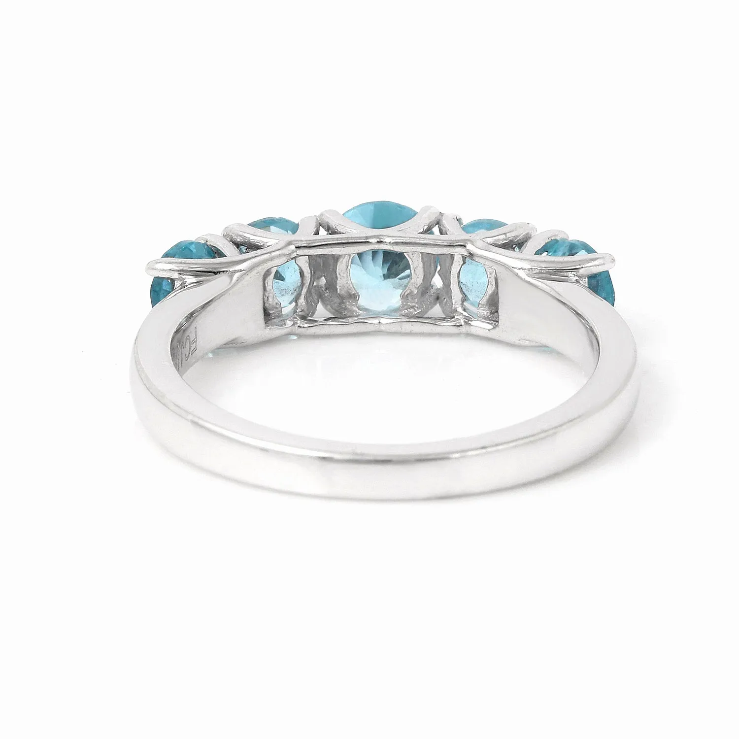 Natural Blue Paraiba Apatite Five Stone Ring