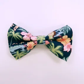 Navy Hula Girl Dog's Bow Tie