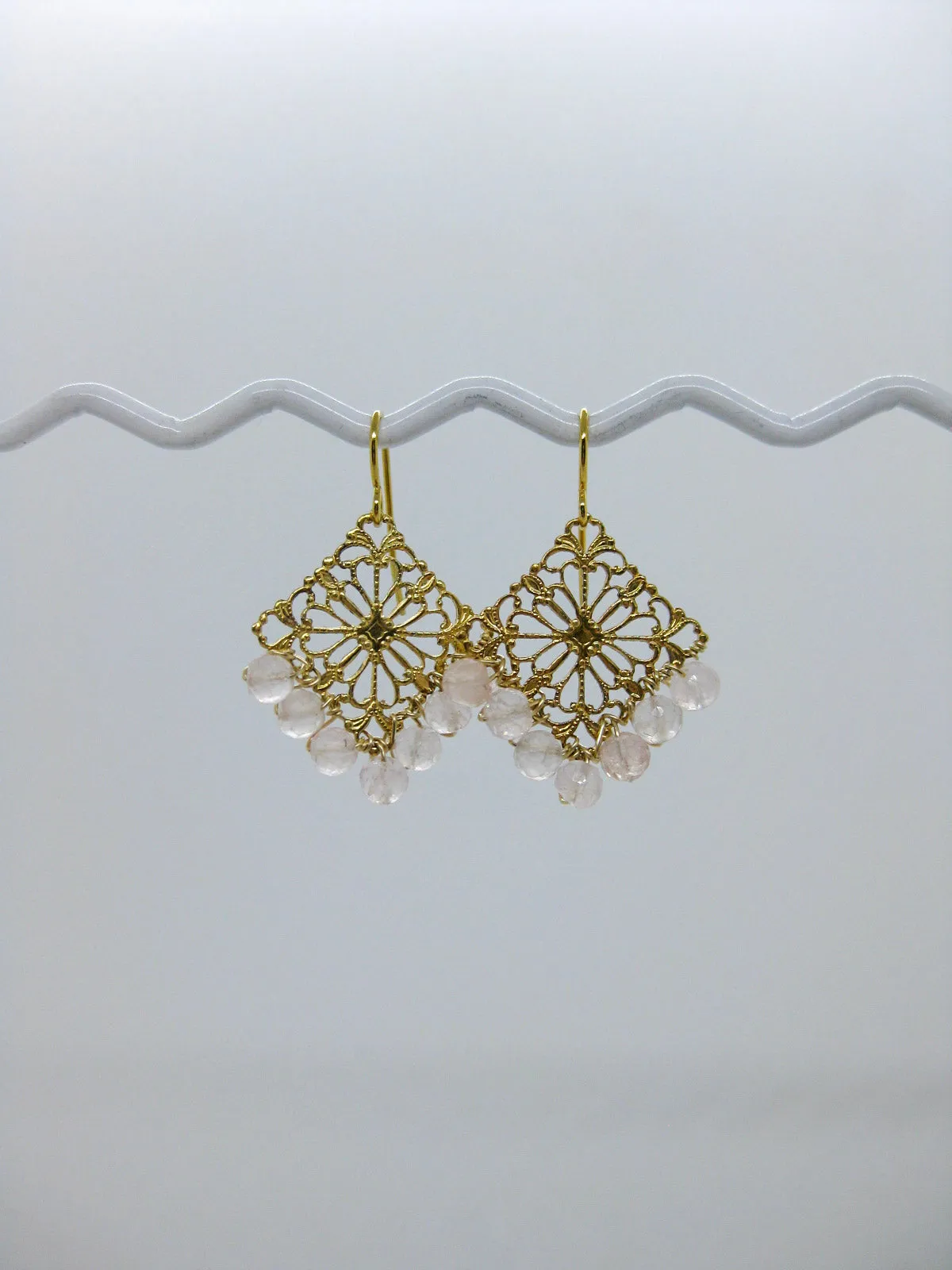 Nila: Rose Quartz Earrings - e593