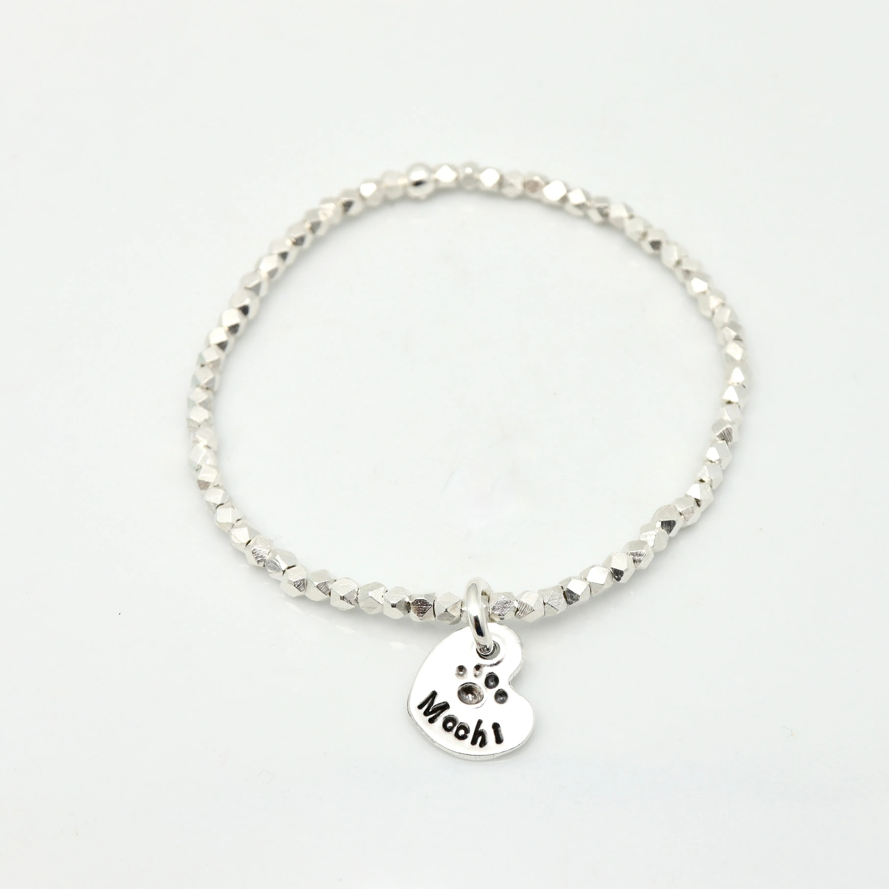 One Heart Fine Silver Charm STRETCH Bracelet