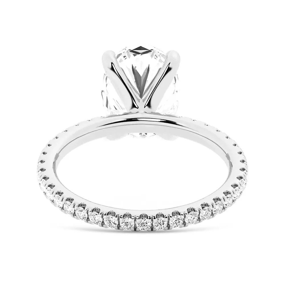 Oval Cut Moissanite Engagement Ring With Eternity Pave Band