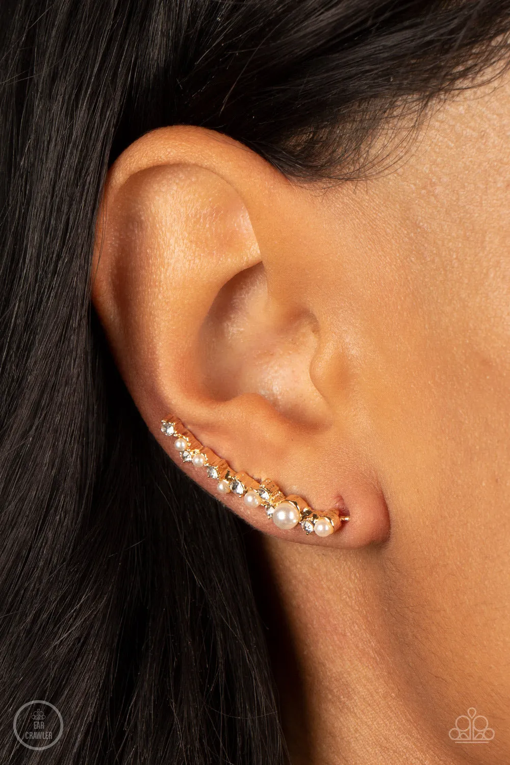 Paparazzi Couture Crawl - Gold Ear Crawlers Earring