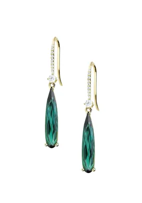 Parade Design 18KYG Diamond & Green Tourmaline Dangle Earrings