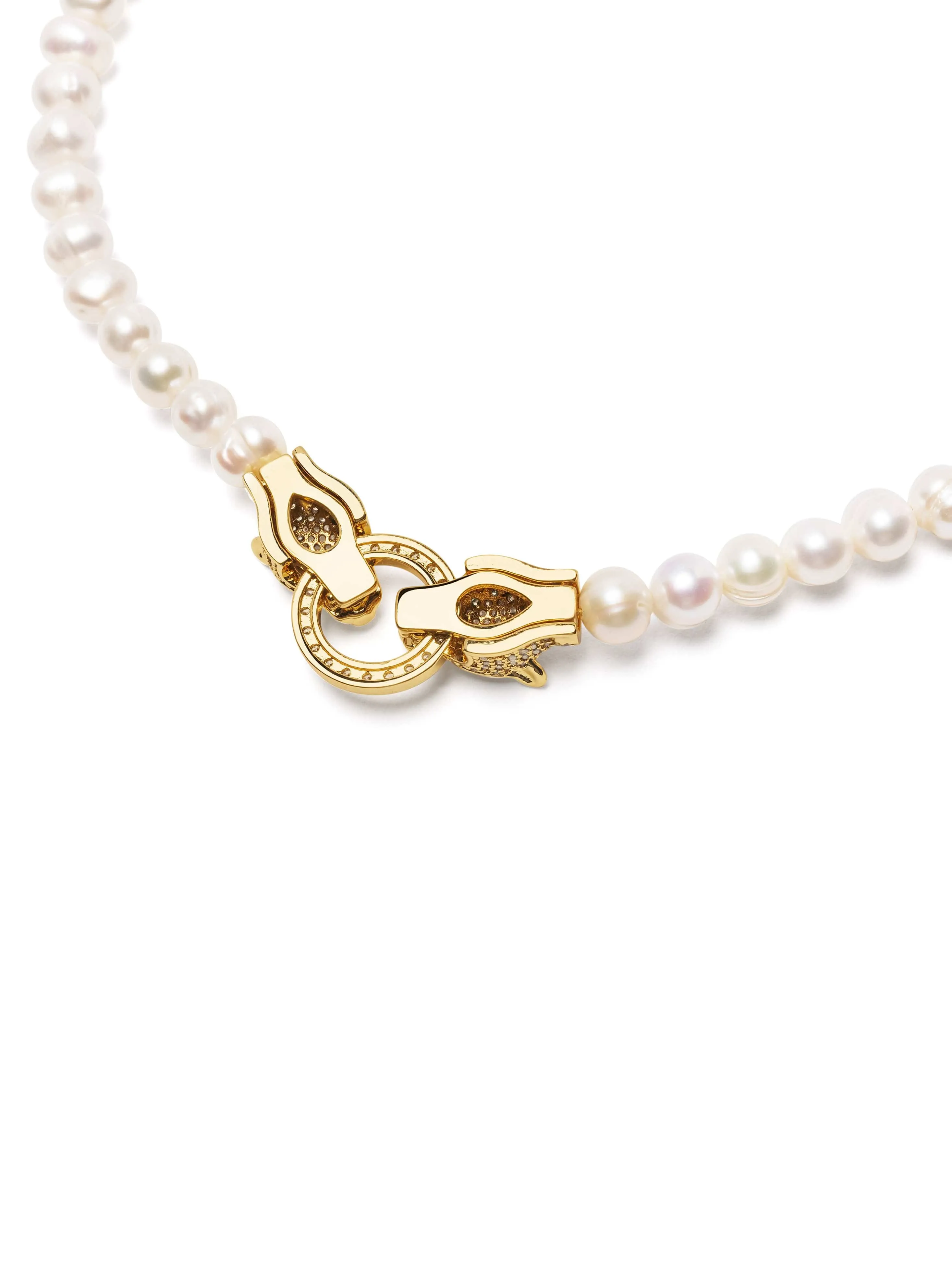 Pearl Choker with Double Panther Head in Gold