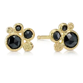 Pebbles Stud Earrings with Black Diamonds