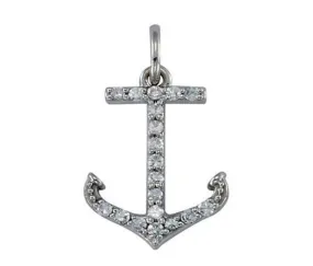 Petite 14K Gold Diamond Anchor Pendant 1/10 ct