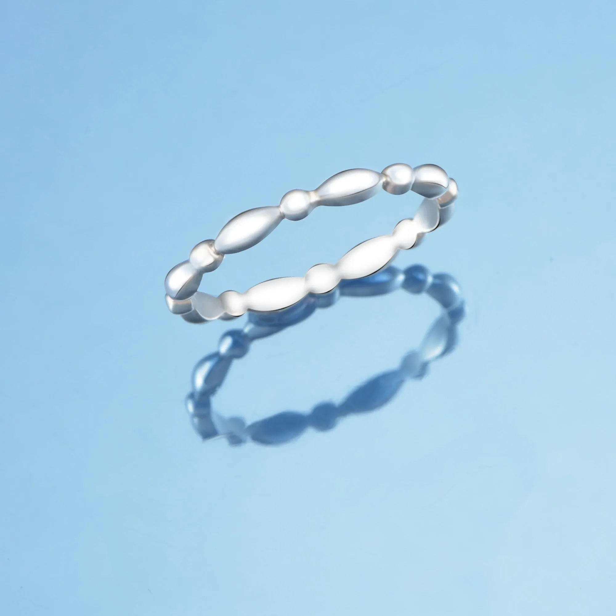 Plain Beaded Sterling Silver Stackable Rings