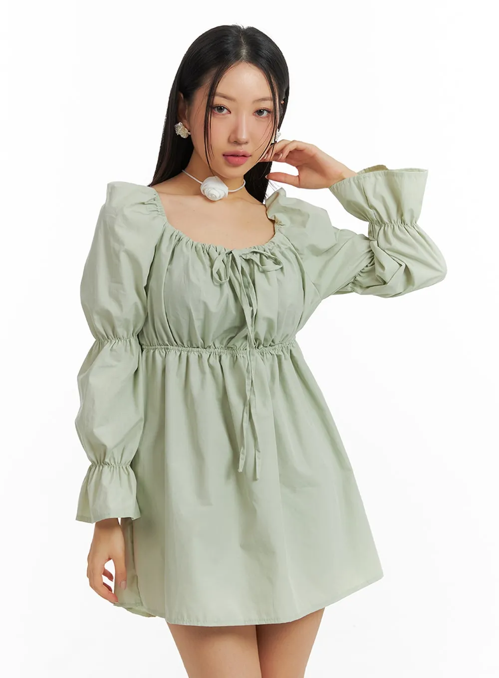 Puff Sleeve A-Line Mini Dress IM404