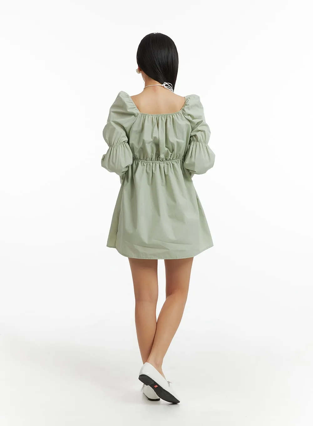 Puff Sleeve A-Line Mini Dress IM404