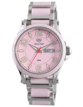 Reactor Ladies Crystal Watch - Pink & Stainless Steel - Day / Date - 200m