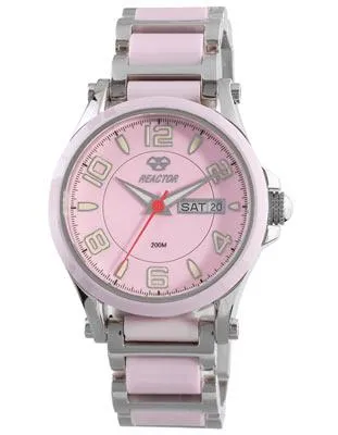 Reactor Ladies Crystal Watch - Pink & Stainless Steel - Day / Date - 200m