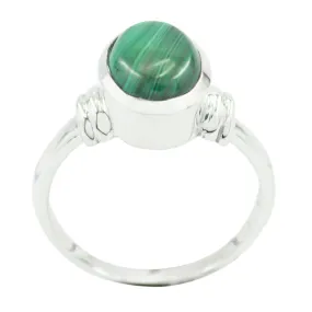 Riyo Charming Stone Malachite 925 Sterling Silver Ring Wire Jewelry