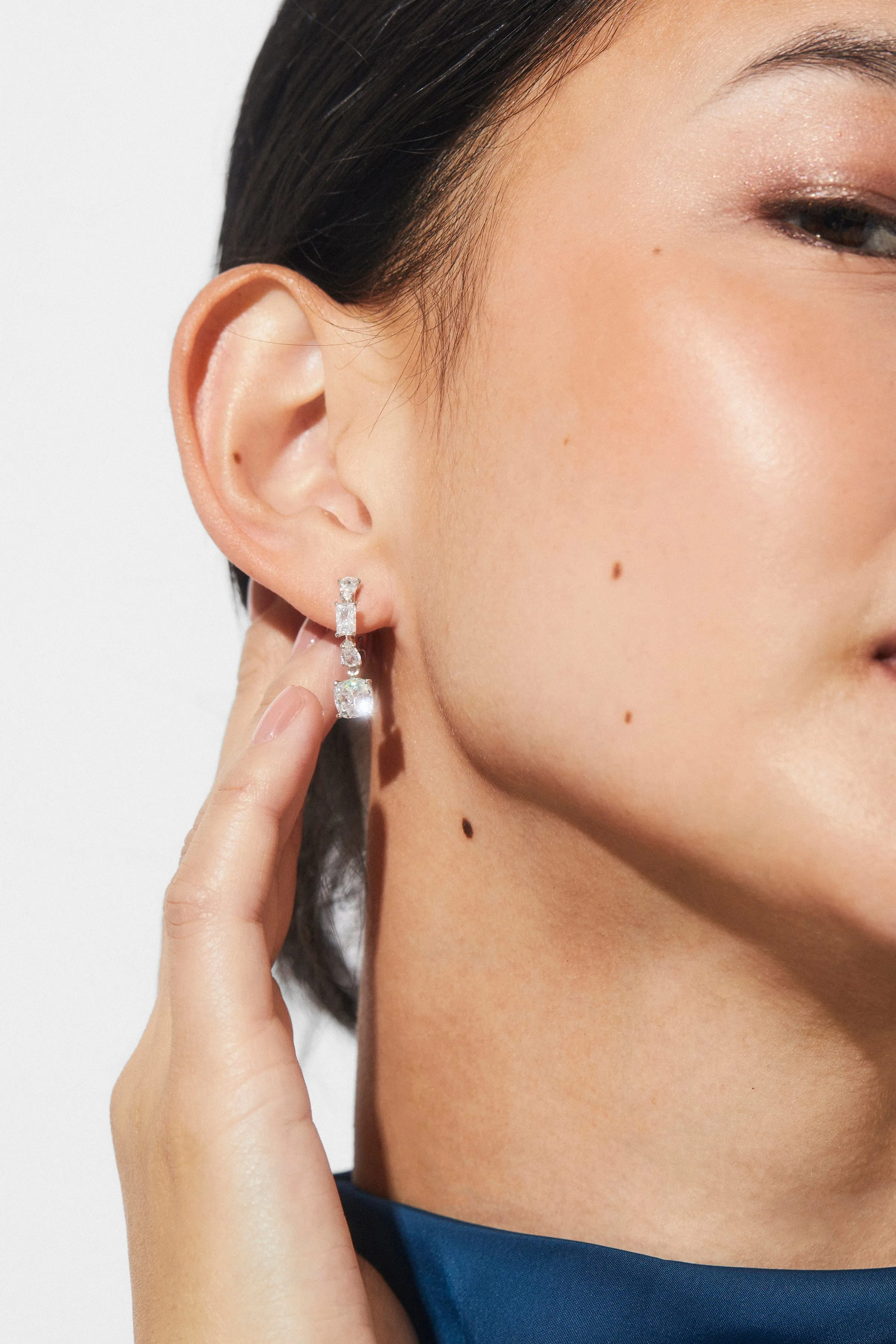 ROCKSTARS CZ CUSHION DROP EARRINGS