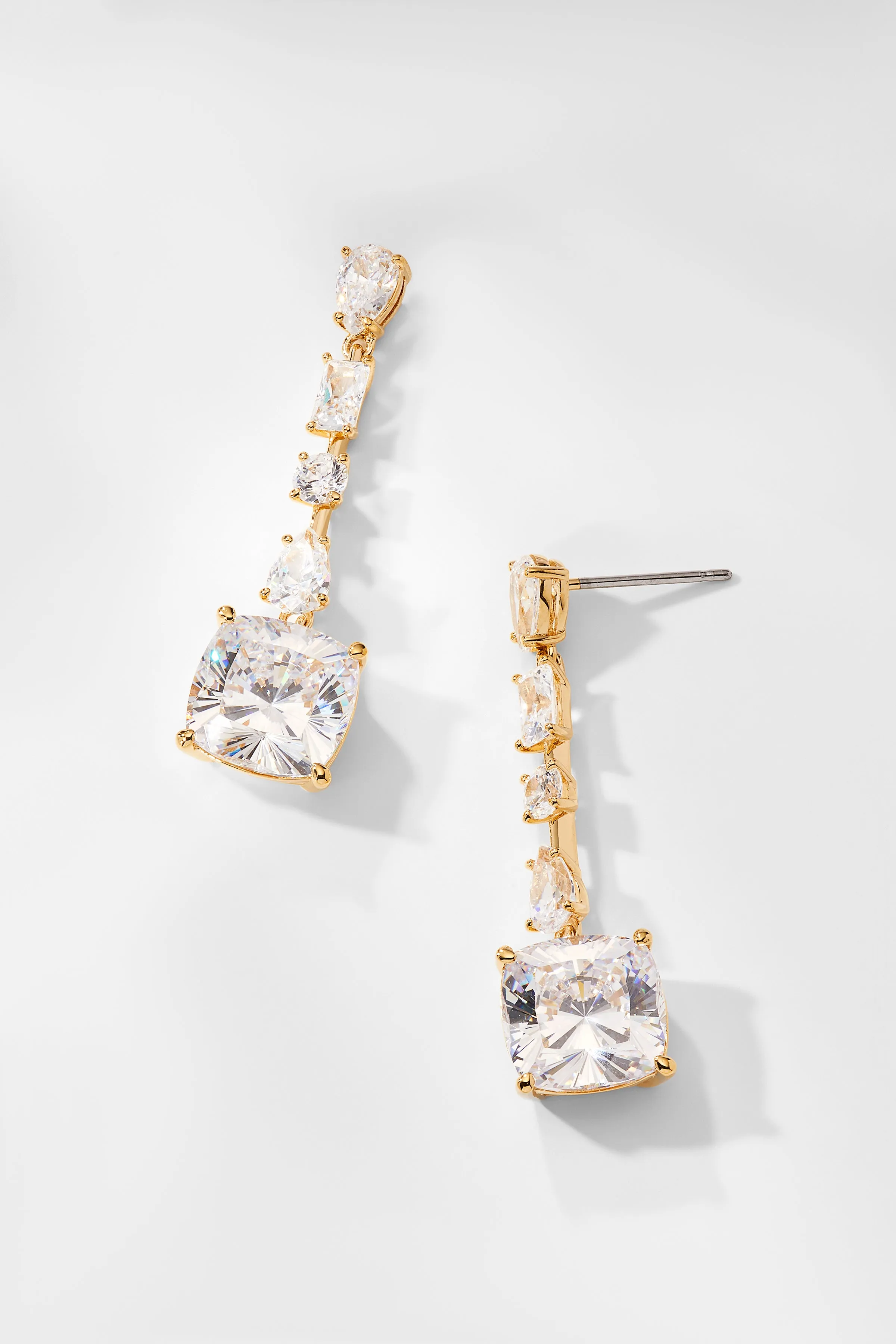 ROCKSTARS CZ CUSHION DROP EARRINGS