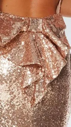 Rose Gold Sequin Maxi Dress