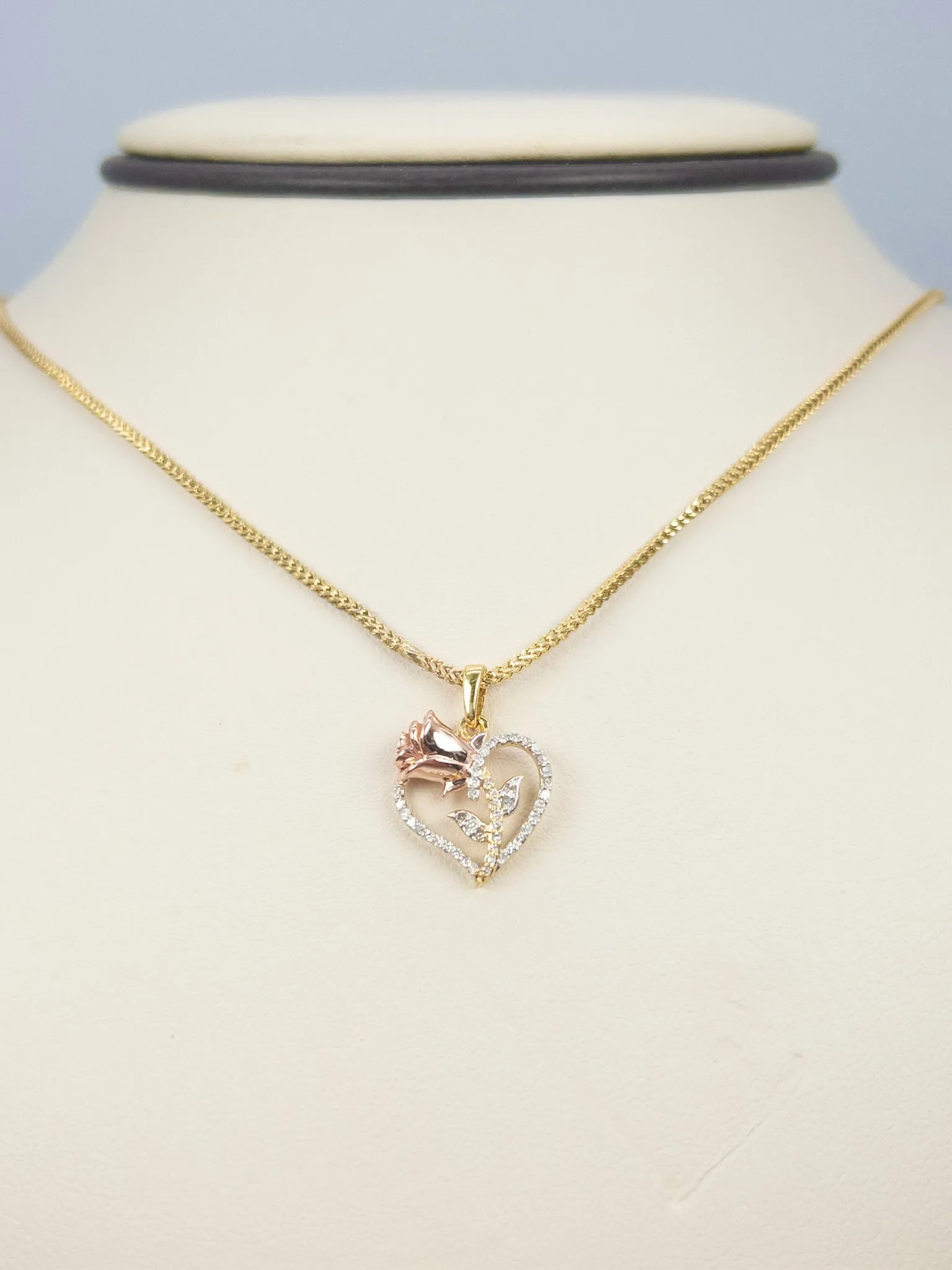 Rose Heart Diamond Charm