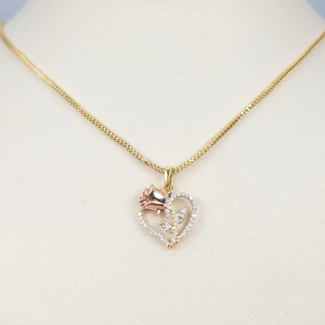 Rose Heart Diamond Charm