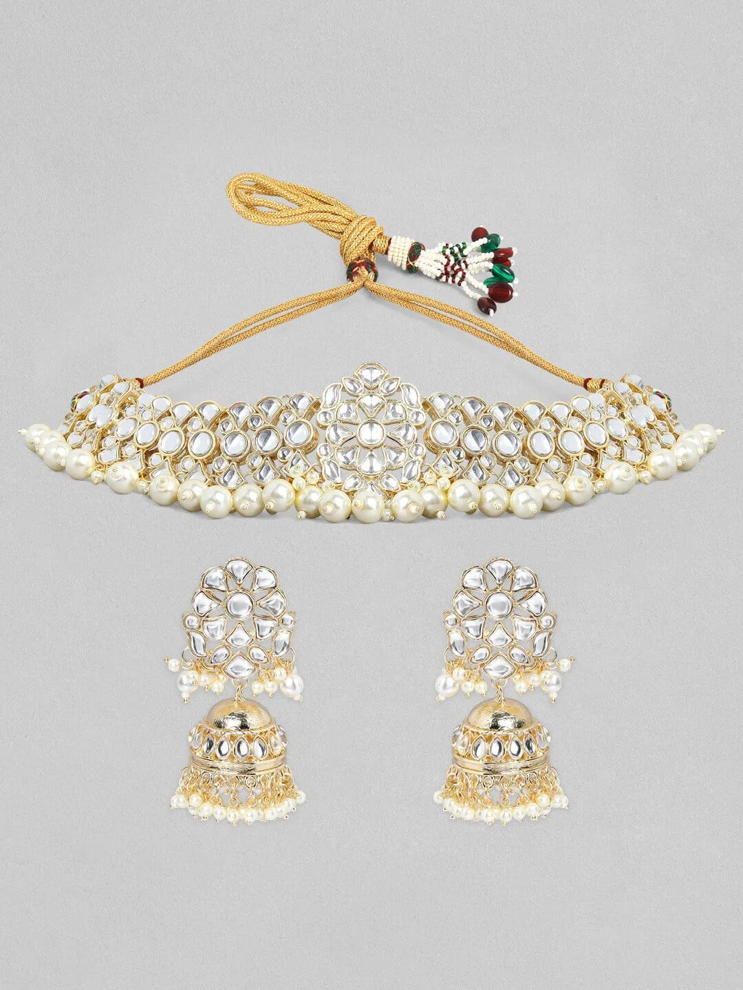 Rubans Gold Plated Festive Kundan Necklace Set