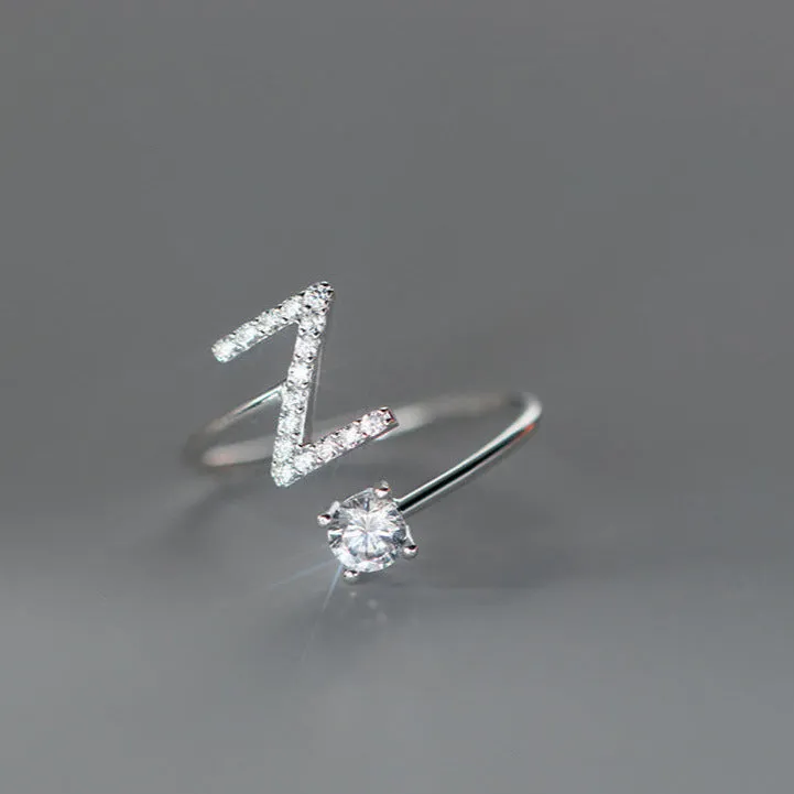 S925 Silver 26 Letters Toi et Moi Ring