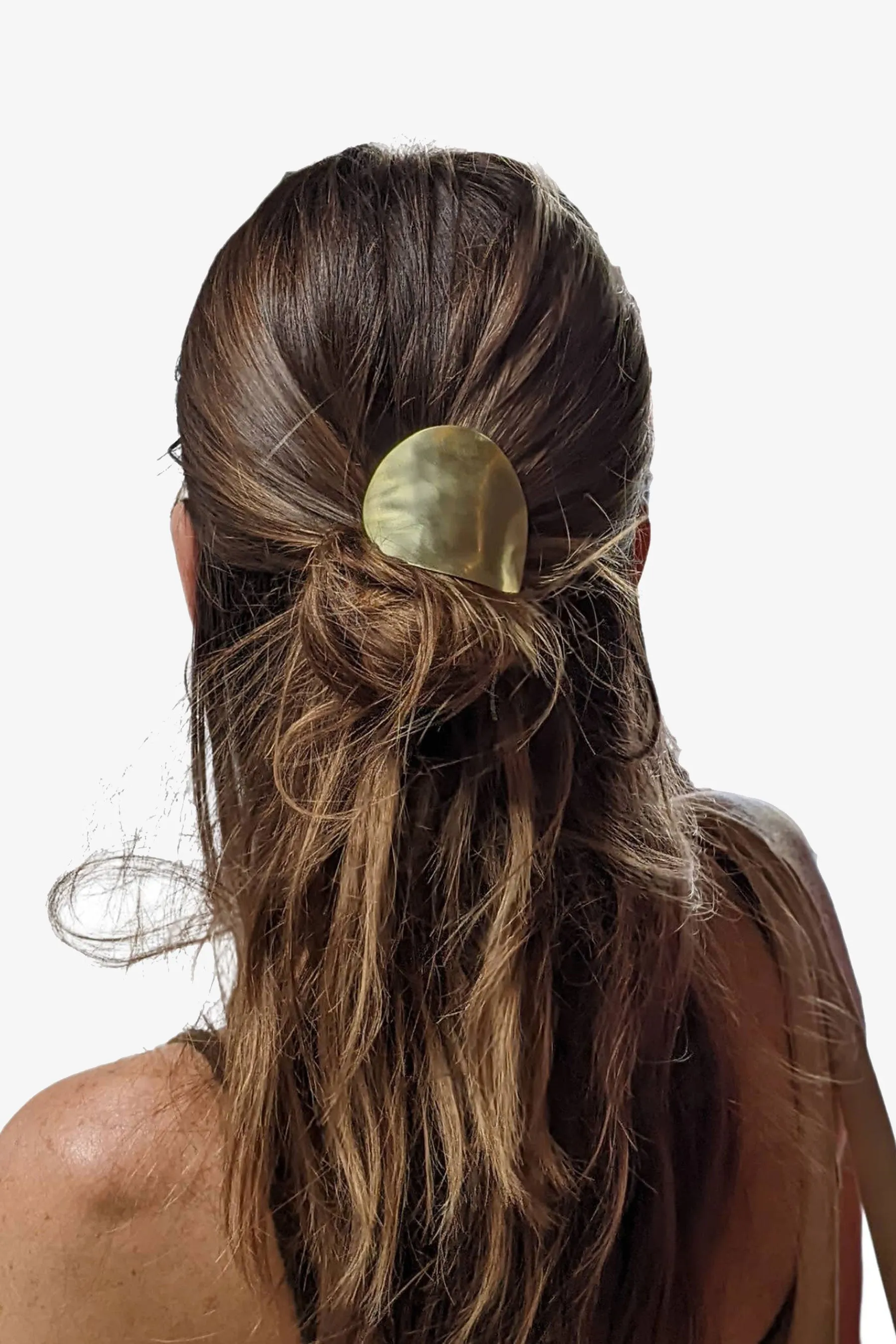 Sculptural Oval Brass Ponytail Holder | Large