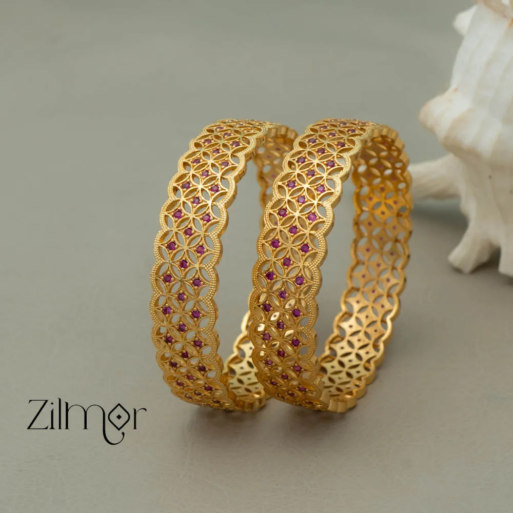 SG100982 - Gold Plated stone bangle (pair)