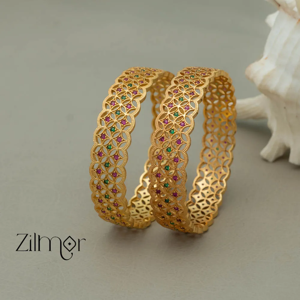 SG100982 - Gold Plated stone bangle (pair)