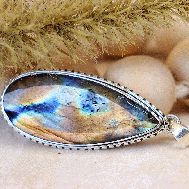 Shalee Labradorite Teardrop Boho Pendant