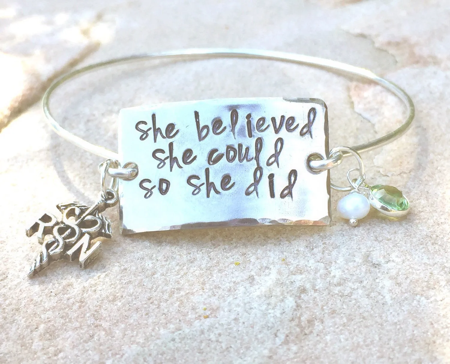 She Believed She Could So She Did, Bangle, Personalized Bangles, Graduation Gifts, RN Gifts, Graduation For Her, natashaaloha