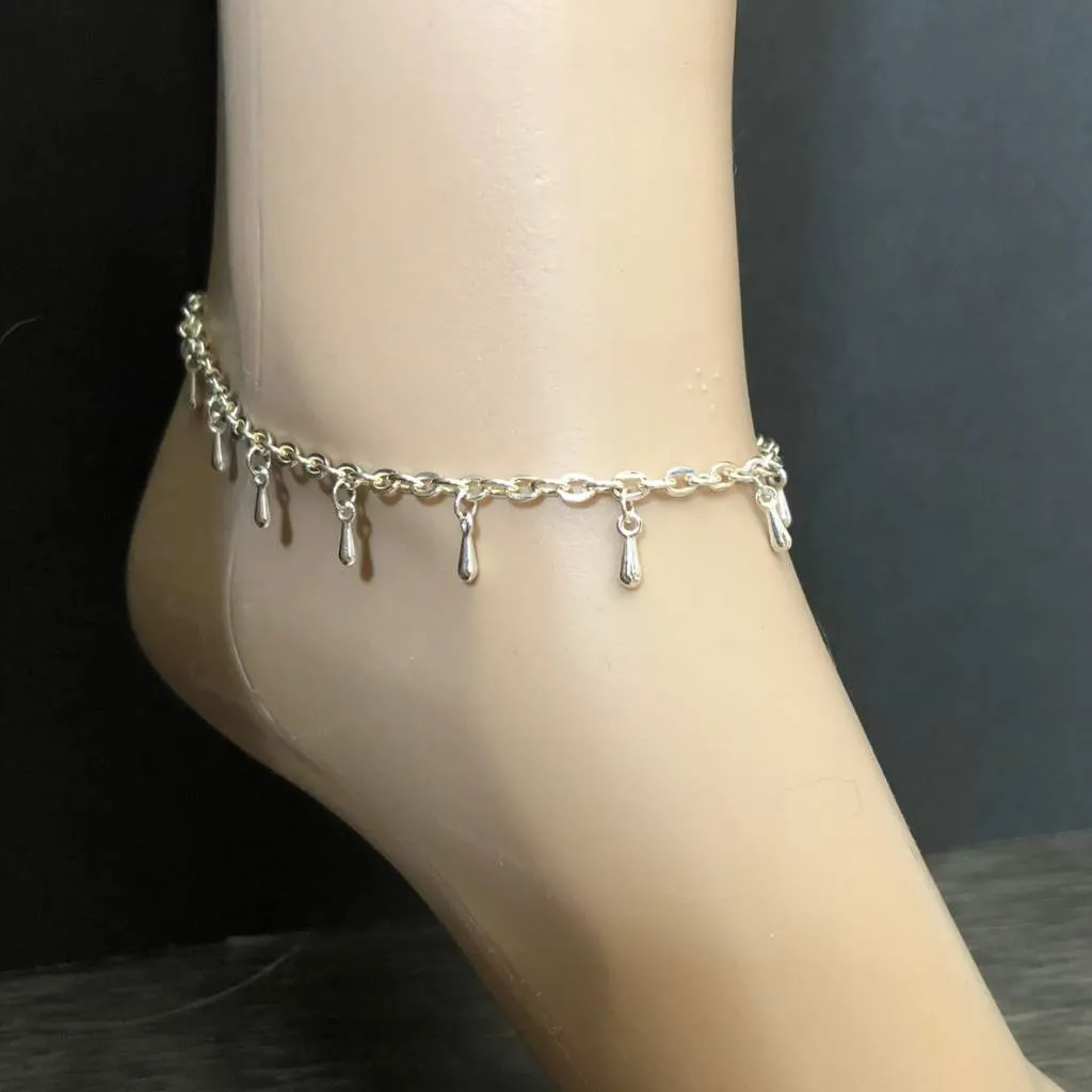 Silver Drop Chain Anklet