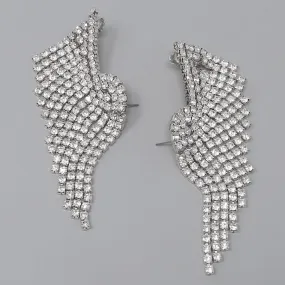 Silver Fringe Rhinestone Earring Crawlers