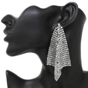 Silver Mesh Drop Earrings