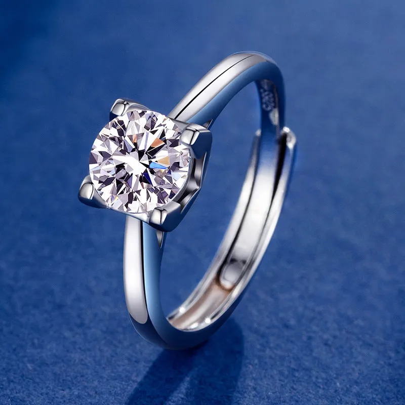 Simple V-shaped Moissanite Diamond Ring