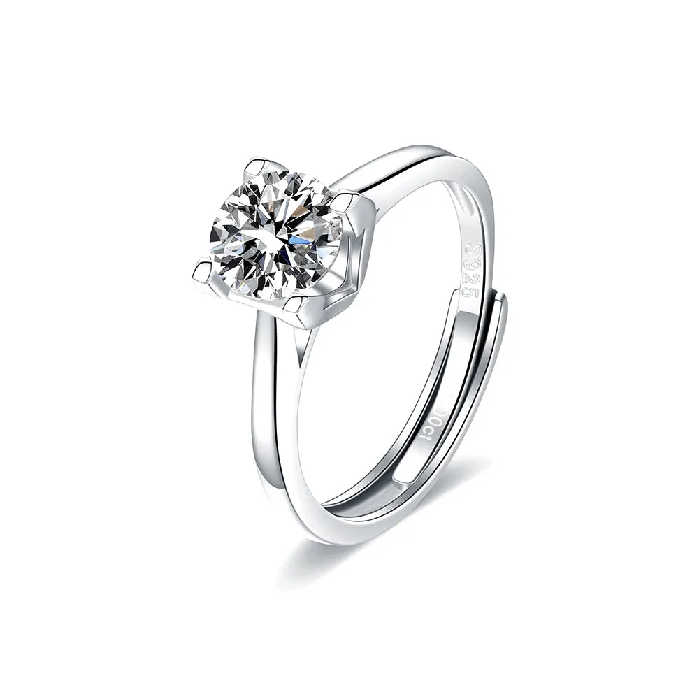 Simple V-shaped Moissanite Diamond Ring