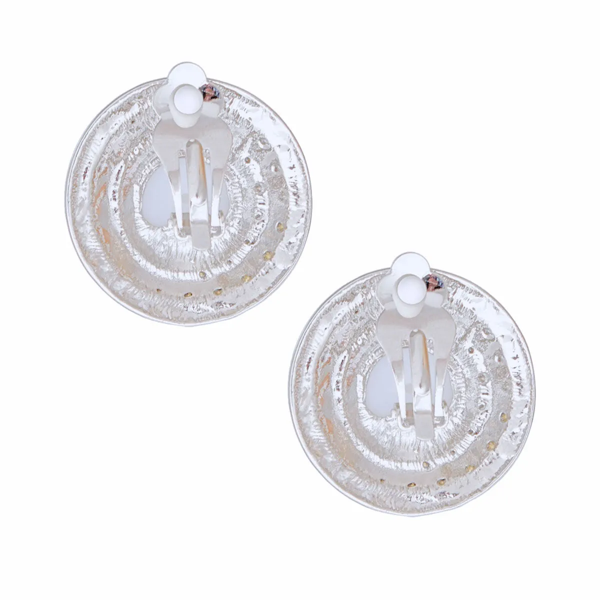 Small Silver Dome Pearl Clip-On Earrings