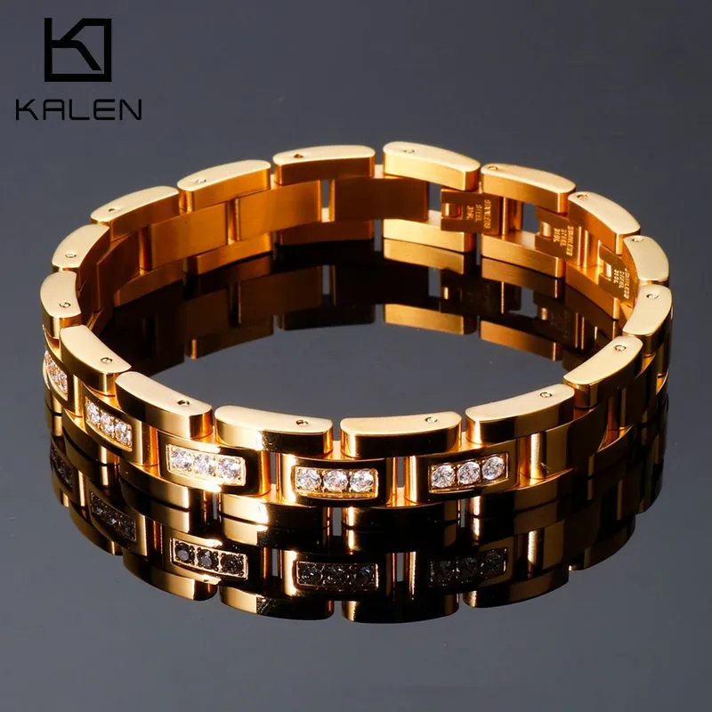 Stainless-Steel Gold Ion-Plated CZ Luxury Bracelet