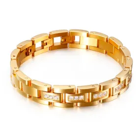 Stainless-Steel Gold Ion-Plated CZ Luxury Bracelet