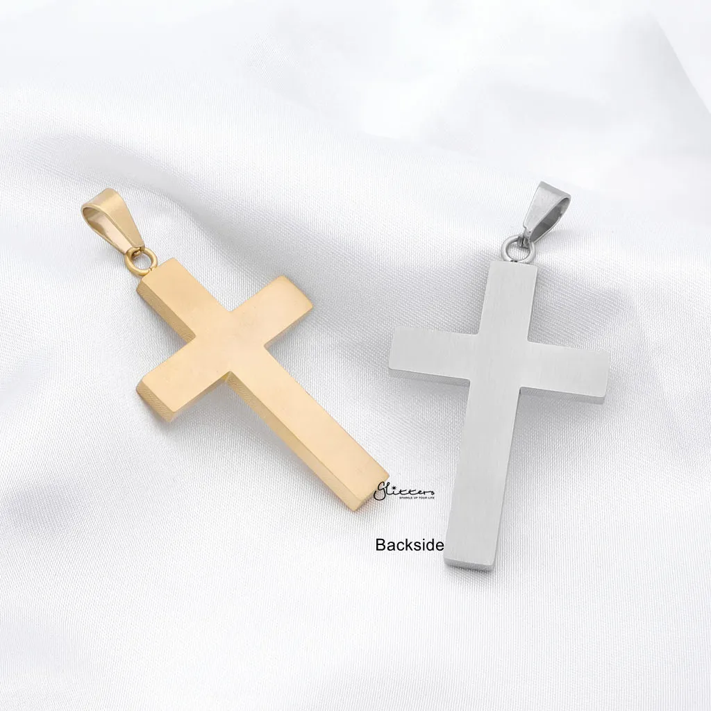 Stainless Steel Hammered Cross Pendant - Silver