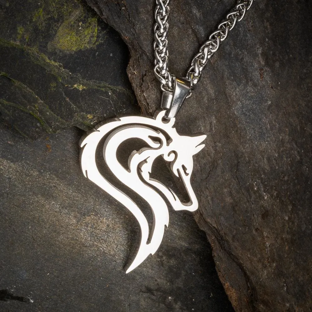 Stainless Steel Odin's Wolf Head Pendant