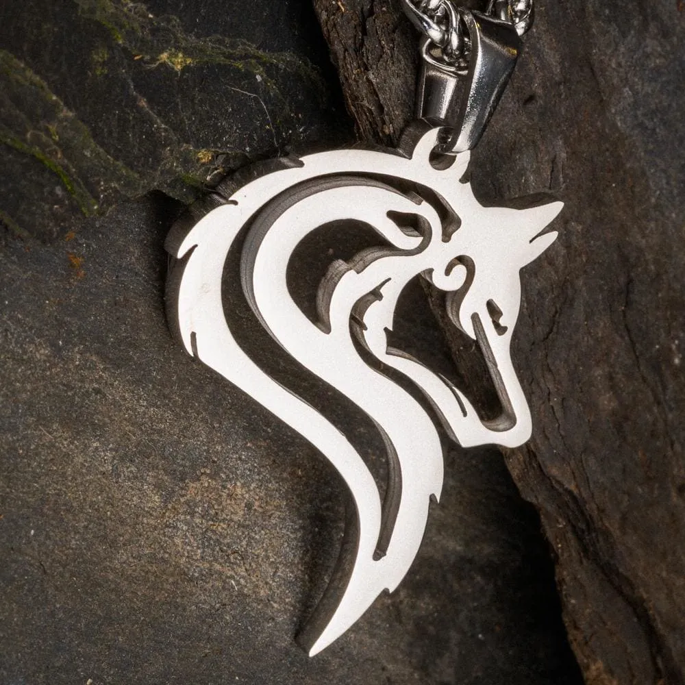 Stainless Steel Odin's Wolf Head Pendant