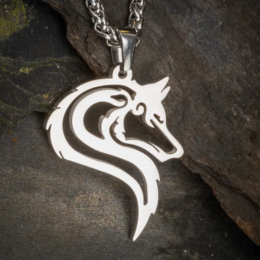 Stainless Steel Odin's Wolf Head Pendant