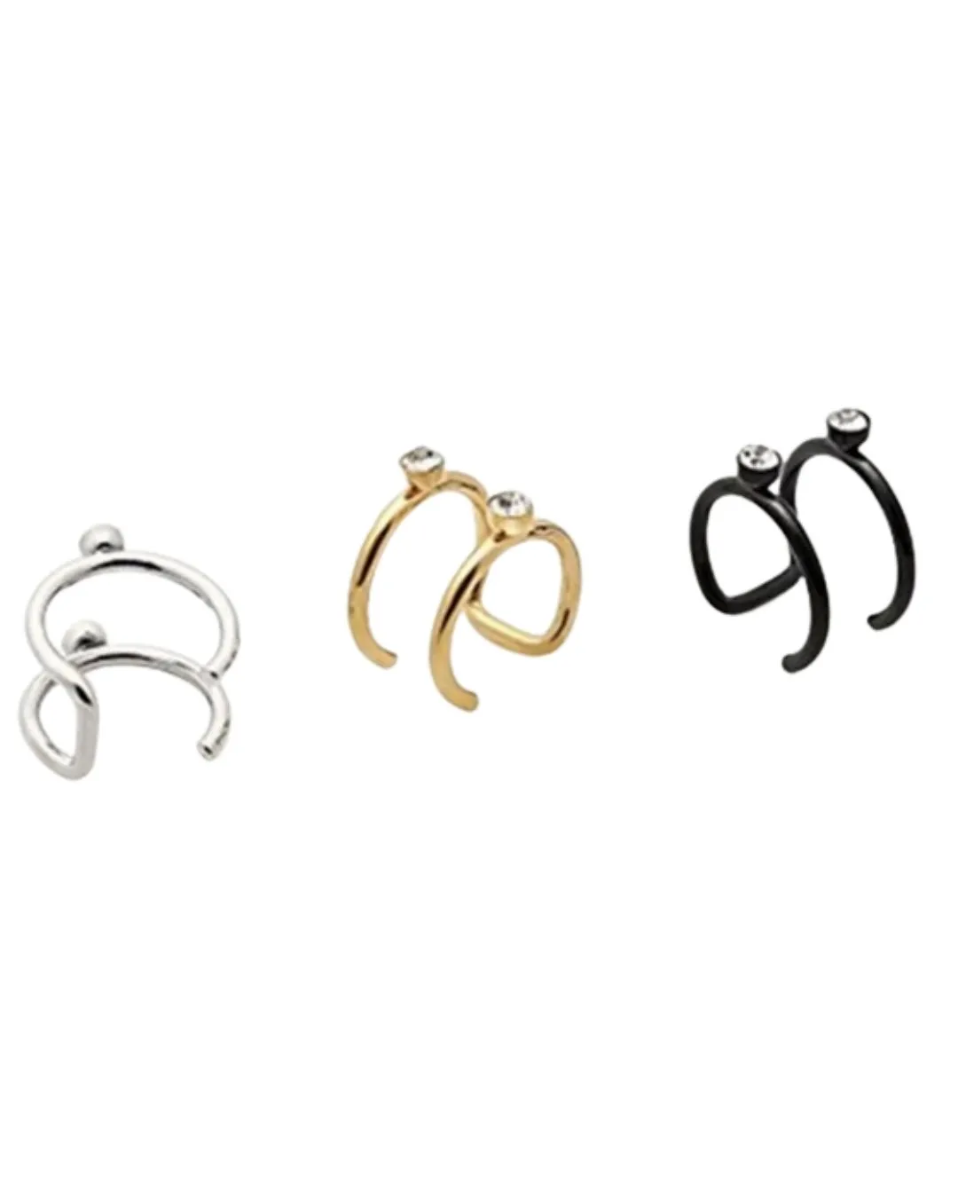 Steel Three Gem non Piercing Ear Cuff Hook