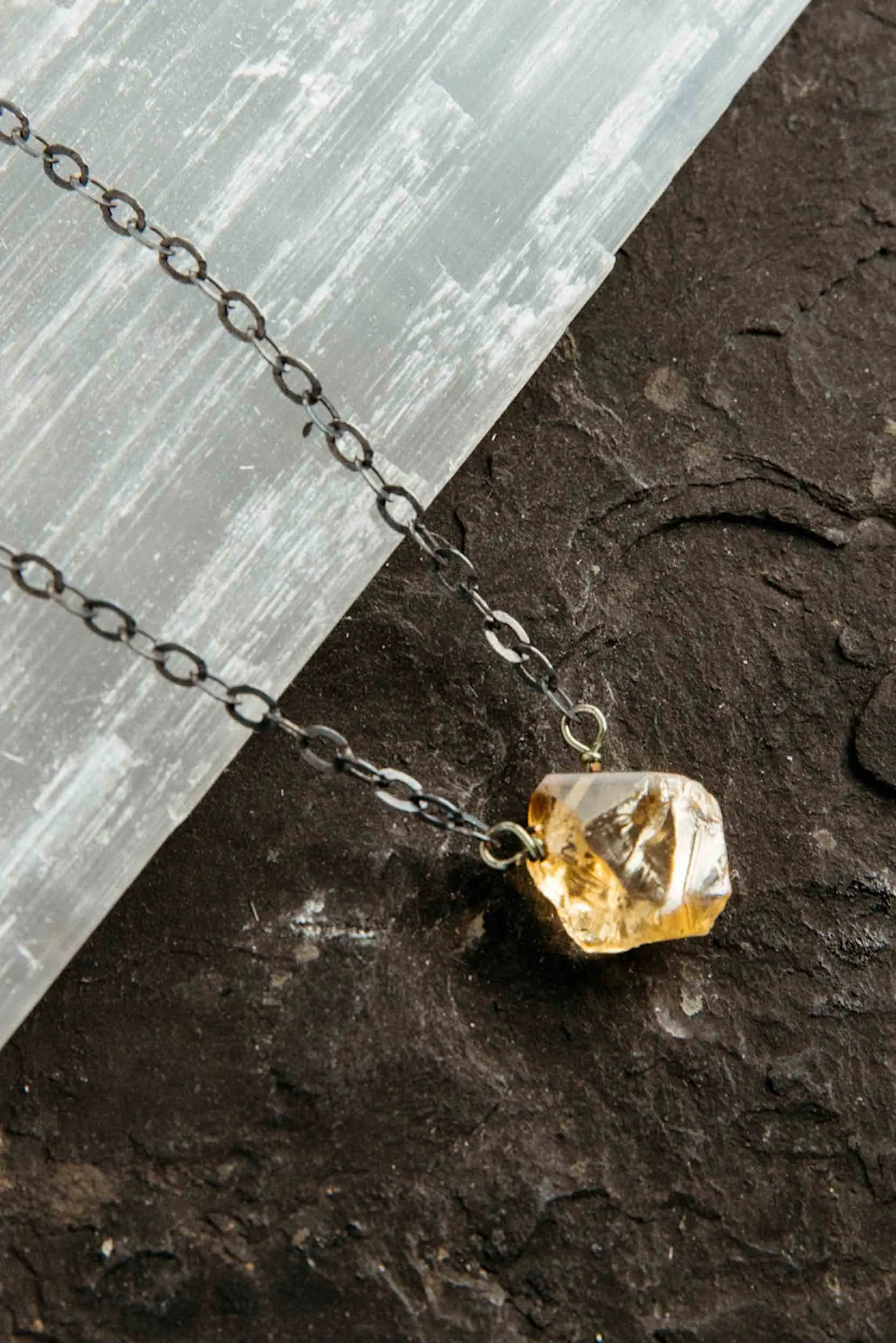 Sunshine After the Storm Citrine Silver Necklace