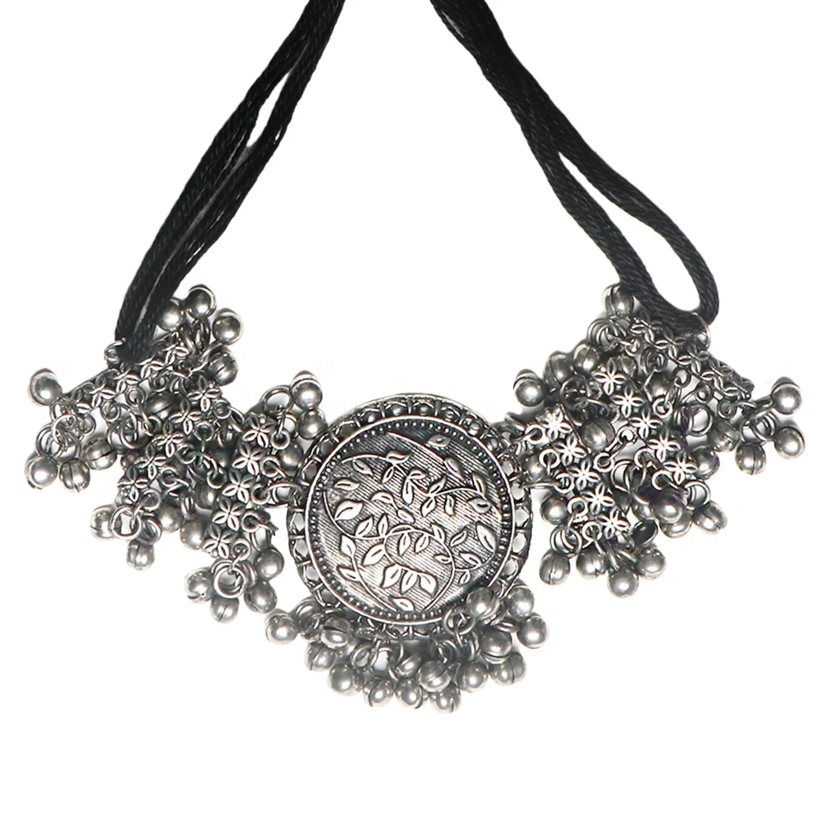 Teejh Bishika Silver Oxidised Choker Necklace