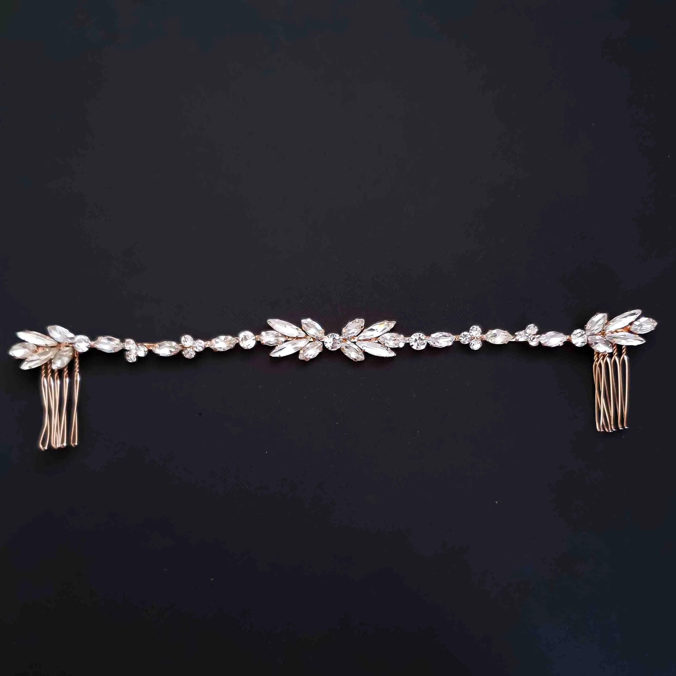 Thin Silver and Crystal Bridal Hairpiece -Haisley