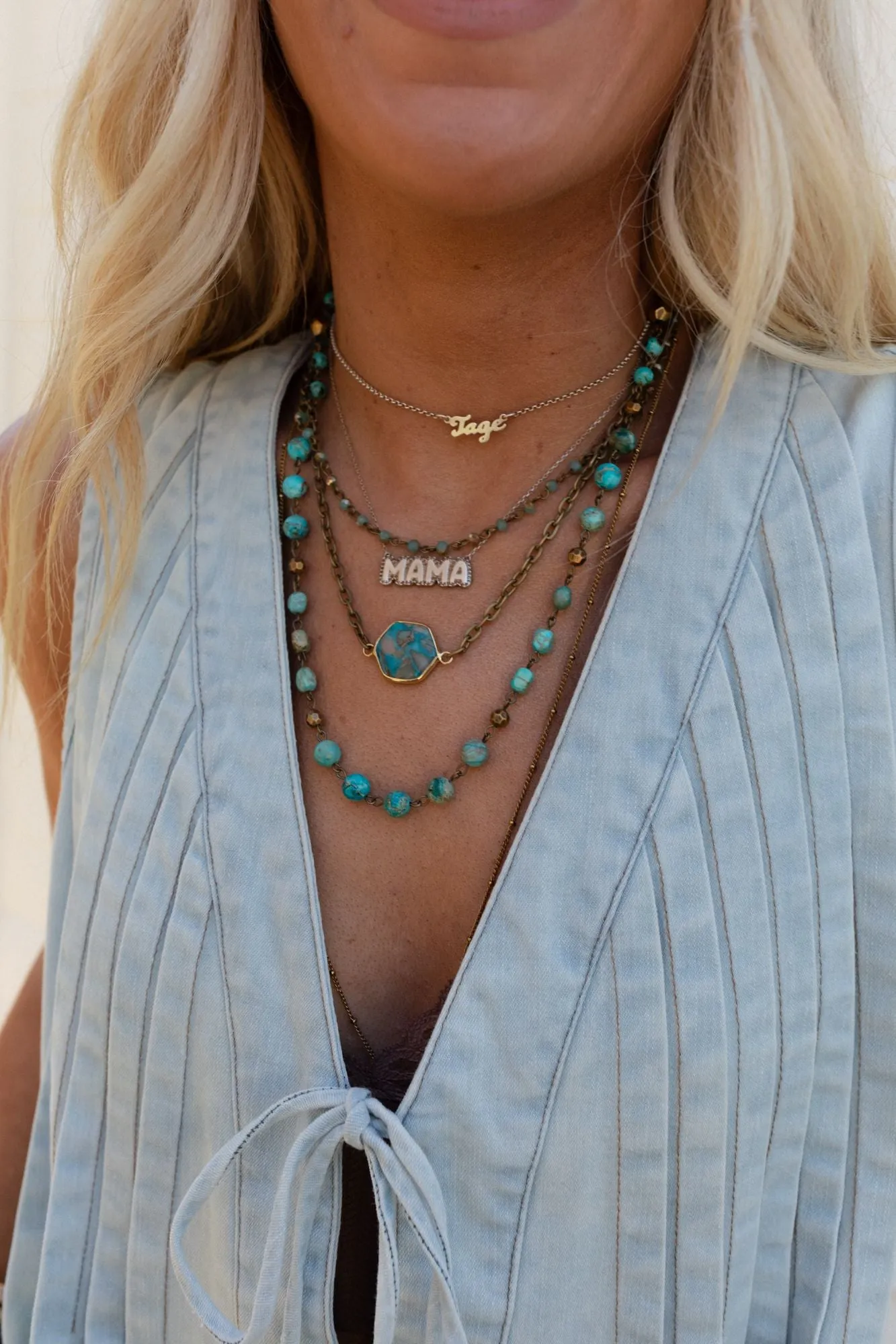 Turquoise Cascade Necklace - Turquoise