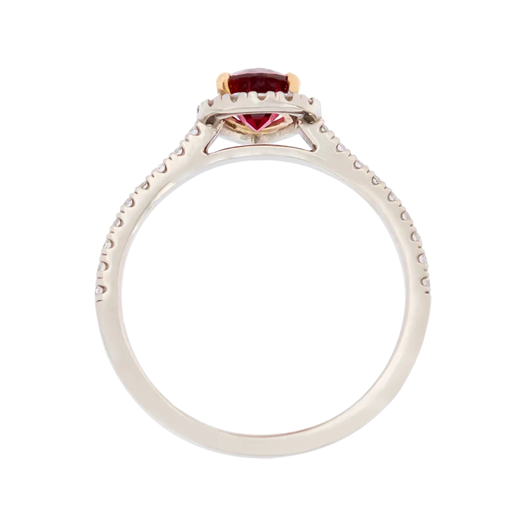 Unheated Ruby Ring with Diamond Halo